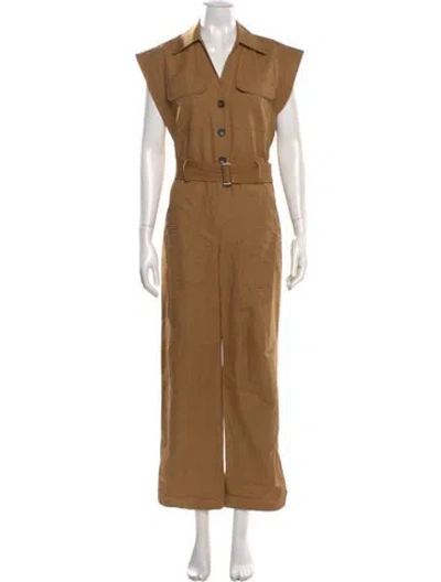 Pre-owned Matthew Bruch V-neck Jumpsuit In Neutral