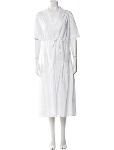 Pre-owned Matthew Bruch V-neck Long Dress In White