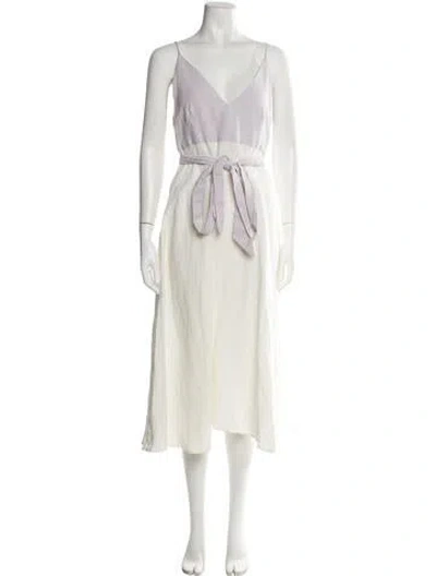 Pre-owned Matthew Bruch V-neck Midi Length Dress In Purple