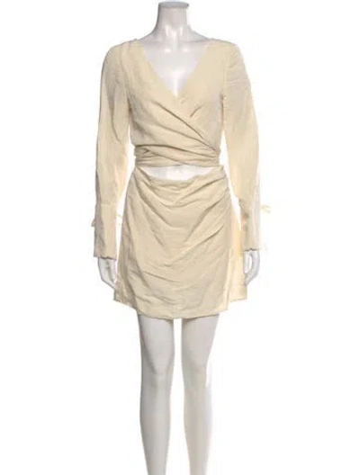 Pre-owned Matthew Bruch V-neck Mini Dress W/ Tags In Neutral