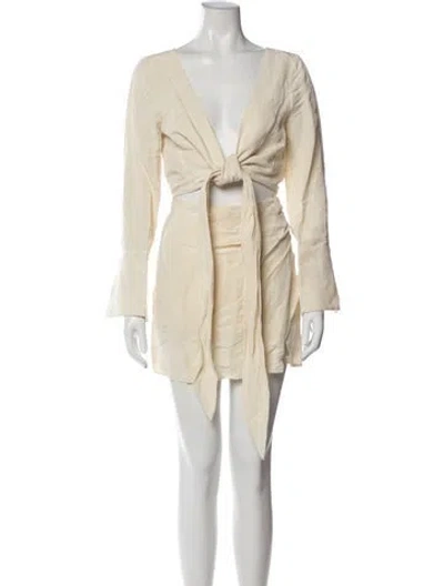 Pre-owned Matthew Bruch V-neck Mini Dress W/ Tags In Neutral