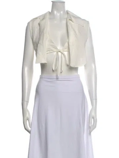 Pre-owned Matthew Bruch V-neck Sleeveless Crop Top In White
