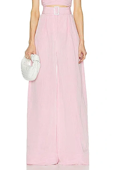 Matthew Bruch Wide Leg Pleated Pant In Pink
