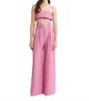 Matthew Bruch Wide Leg Pleated Pants In Pink In Pink