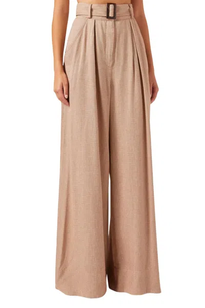 Matthew Bruch Wide Leg Pleated Pants In Rust Houndstooth In Multi