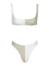 Matthew Bruch Women's Anna High Cut Color Block Bikini Set In Linen-army In Multi