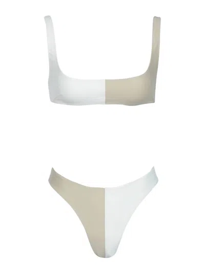Matthew Bruch Women's Anna High Cut Color Block Bikini Set In Linen-army In Multi