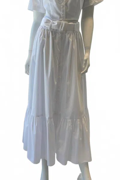 Matthew Bruch Women's Button Down Midi Skirt In White