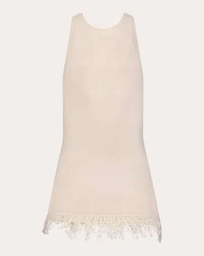 Matthew Bruch Women's Fringe Knit Tank Mini Dress In White