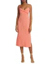 Matthew Bruch Twist Slip Midi Dress In Red Melange Linen In Red Melange Linen
