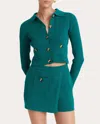 MATTHEW BRUCH WOMEN'S SLIM RIB KNIT COLLARED CARDIGAN