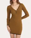 Matthew Bruch Cotton-blend Ribbed-knit Mini Polo Dress In Neutrals