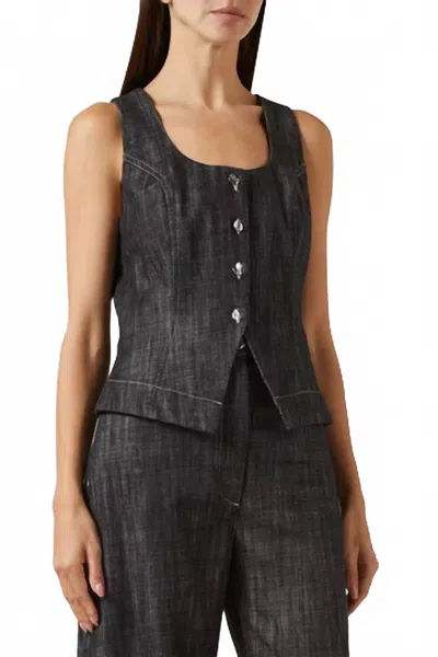 Matthew Bruch Women's Scoop Vest In Black Denim In Gray