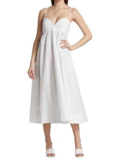 Matthew Bruch Women's Sweetheart Poplin Midi-dress In White