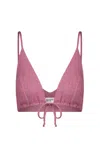 Matthew Bruch Women's Triangle Tie Front Crop Top In Orchid In Pink