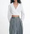 Matthew Bruch Wrap Crop Top In White In White