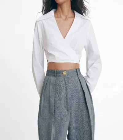 Matthew Bruch Wrap Crop Top In White