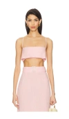 Matthew Bruch X Revolve Structured Bandeau Crop Top In Pink Linen