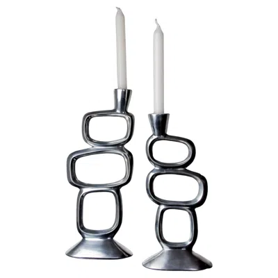 Pre-owned Matthew Hilton Pair Of Circle Candlesticks By , England, 1980 In Black