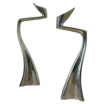 Pre-owned Matthew Hilton Scp ‘swan' / ‘arclumis' Candlesticks By , 1986 In Gray