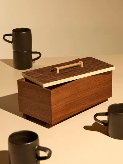 Matthew Kenney Wood Tea Box In Brown