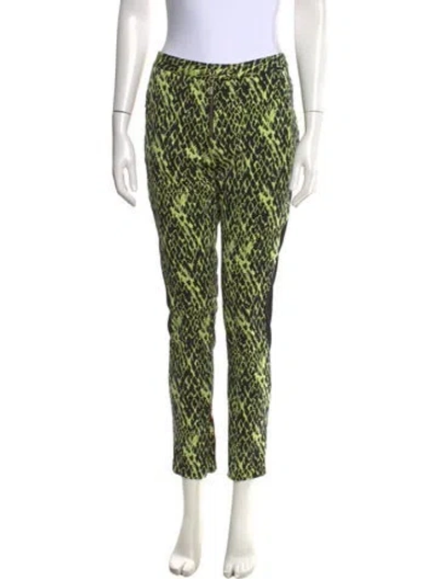 Pre-owned Matthew Williamson Animal Print Straight Leg Pants In Green