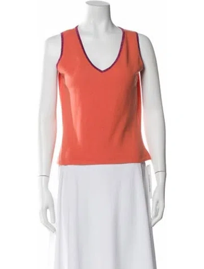 Pre-owned Matthew Williamson Cashmere V-neck Top In Orange