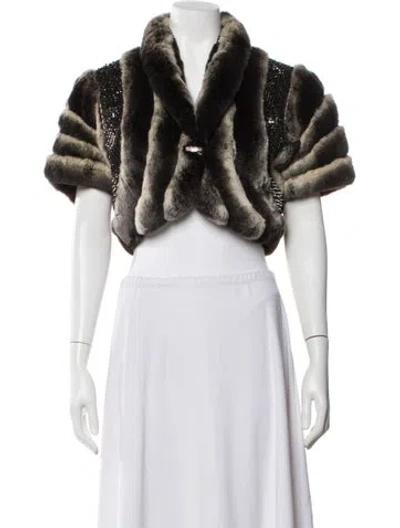 Pre-owned Matthew Williamson Chinchilla Bolero In Black