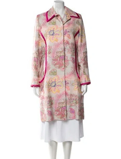 Pre-owned Matthew Williamson Floral Print Coat In Pink