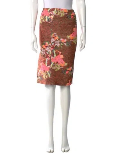 Pre-owned Matthew Williamson Floral Print Knee-length Skirt In Pink