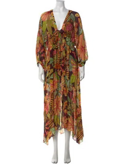 Pre-owned Matthew Williamson Floral Print Long Dress W/ Tags In Multicolor