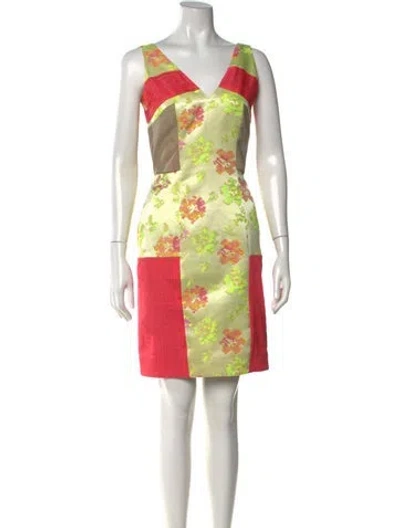 Pre-owned Matthew Williamson Floral Print Mini Dress In Green