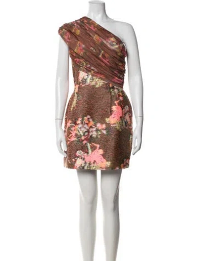 Pre-owned Matthew Williamson Floral Print Mini Dress In Orange