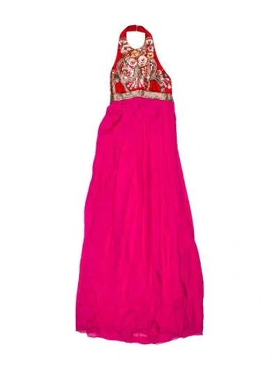 Pre-owned Matthew Williamson Graphic Print Long Dress In Pink