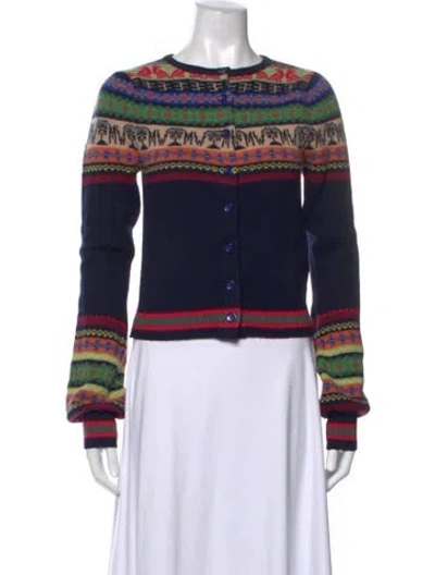 Pre-owned Matthew Williamson Lambswool Patterned Sweater In Blue