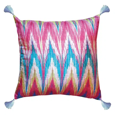 Pre-owned Matthew Williamson Les Ottomans, Ikat 'silk Cushion' By  In Gray