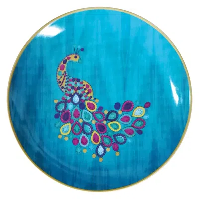 Pre-owned Matthew Williamson Les Ottomans "the Peacock Design" Large Porcelain Plate By  In Blue