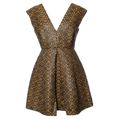 Pre-owned Matthew Williamson , Ocher/black Woven Dress In Brown