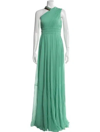 Pre-owned Matthew Williamson One-shoulder Long Dress In Green