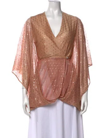 Pre-owned Matthew Williamson Patterned V-neck Blouse In Pink