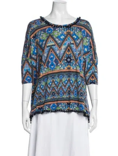 Pre-owned Matthew Williamson Printed Crew Neck Top In Blue