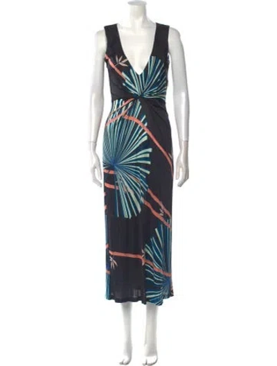 Pre-owned Matthew Williamson Printed Long Dress In Blue