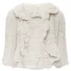 Matthew Williamson Rabbit Fur Ruffle Collar Short Jacket In Beige