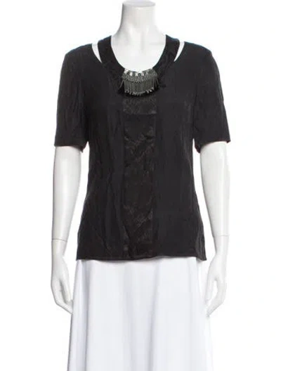 Pre-owned Matthew Williamson Scoop Neck Short Sleeve T-shirt In Black