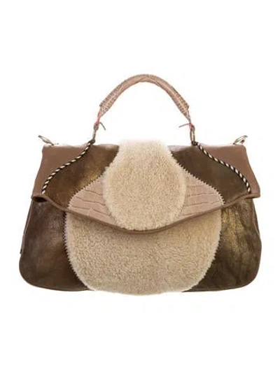 Pre-owned Matthew Williamson Shearling Wool Shoulder Bag In Neutral