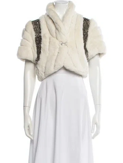 Pre-owned Matthew Williamson Silk Colorblock Pattern Fur Jacket In Neutral