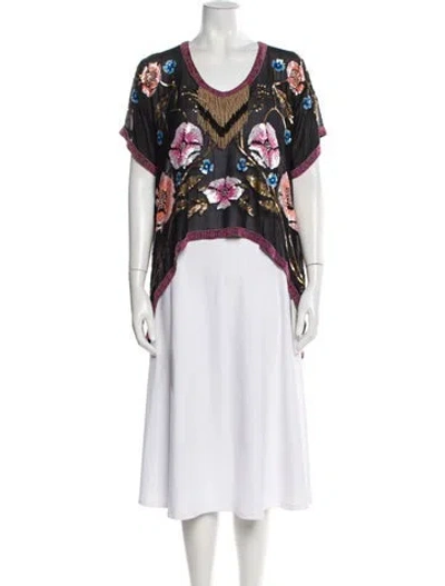 Pre-owned Matthew Williamson Silk Floral Print Blouse In Multi