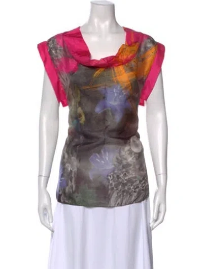 Pre-owned Matthew Williamson Silk Floral Print Top In Multi