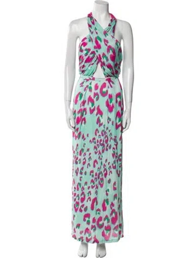 Pre-owned Matthew Williamson Silk Long Dress In Green