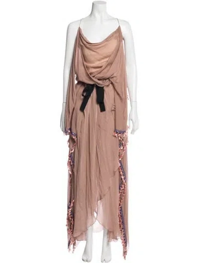 Pre-owned Matthew Williamson Silk Long Dress In Neutral